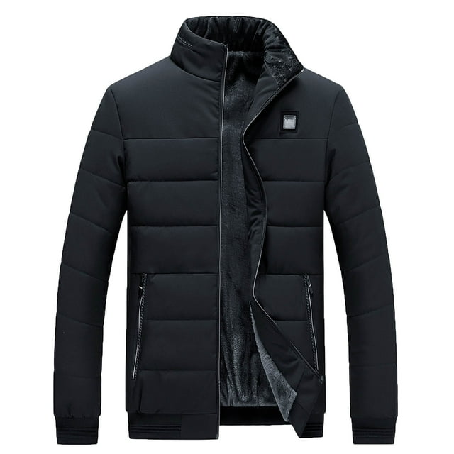 CEHVOM Men's Winter Zipper Cotton Keep Warm Pockets Jacket Top Outwear Coat