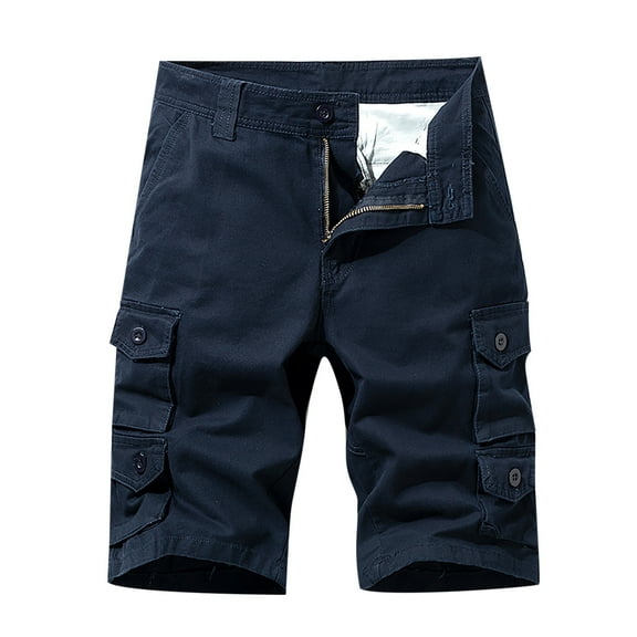 SOOMLON Men's Cartoon Print High Waisted Casual Summer Shorts Pocket Summer Shorts Zipper Zipper Buttons Shorts Blue 38