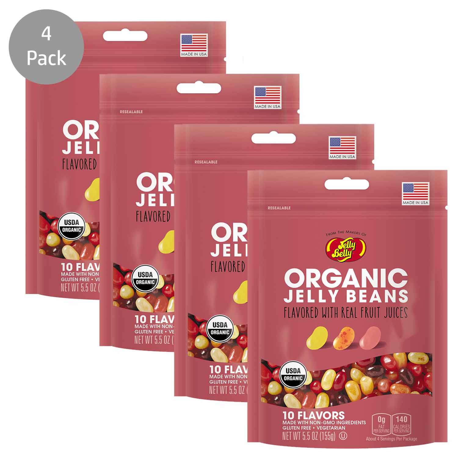 Jelly Belly Organic Jelly Beans Variety Combo Reg & Sours Resealable 5