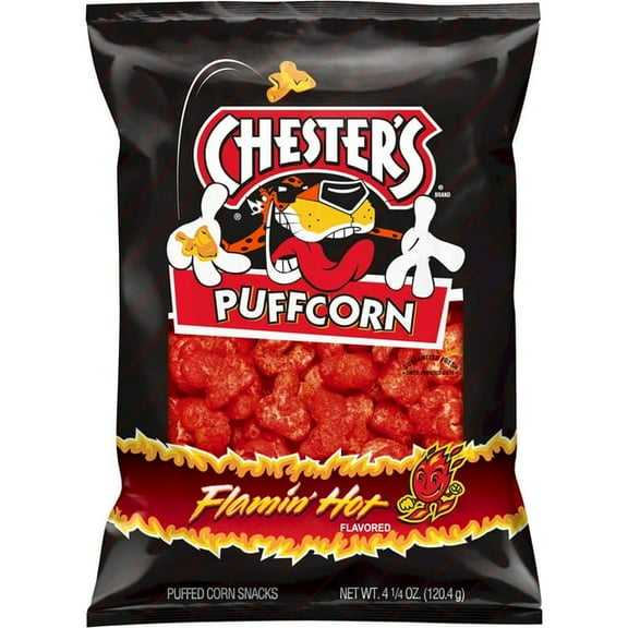 Chester's Puffcorn Flamin' Hot Flavored Puffed Corn Snacks, 4.25 oz Bag