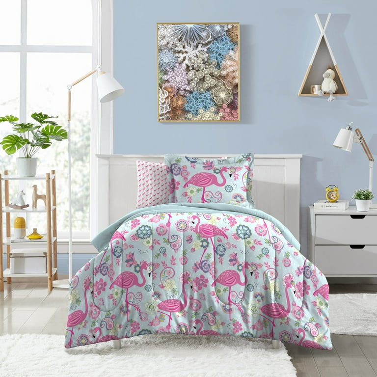 flamingo♡ Dream Factory Flamingo Full 7 Piece Comforter Set, Pink
