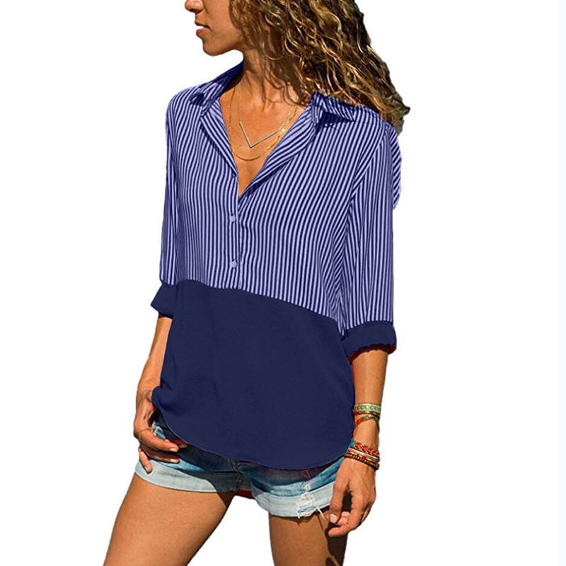 Vista - Blouses for Women V Neck Casual Long Sleeve Button Down ...