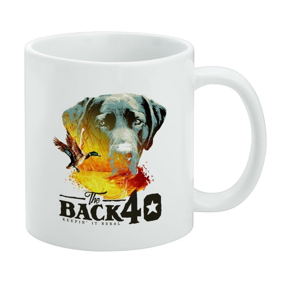 Back 40 Barn Keepin' It Rural Lab Dog Mallard Duck Hunting White Mug