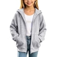thumbnail image 3 of Jalioing Kids Zip Up Hoodie Casual Long Sleeve Hooded Sweatshirt Jacket with Pocket Teen Boys Girls Solid Outerwear, 3 of 9