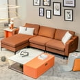 thumbnail image 3 of Costway Modular L-shaped 3 Seat Sectional Sofa w/ Reversible Chaise & 2 USB Orange, 3 of 10
