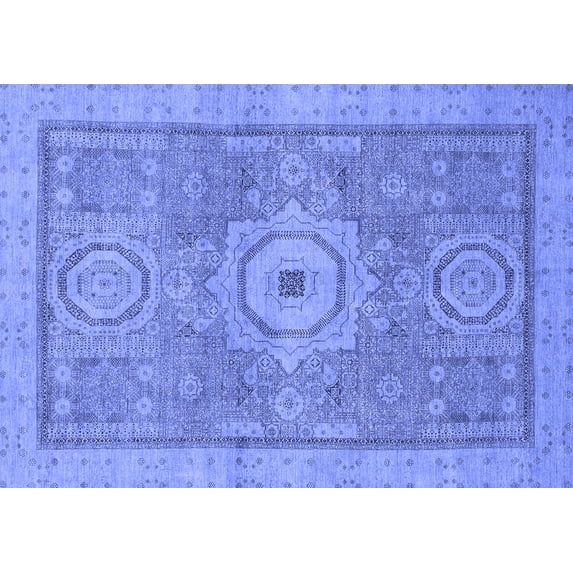 Ahgly Company Indoor Rectangle Abstract Blue Modern Area Rugs, 2' x 5'