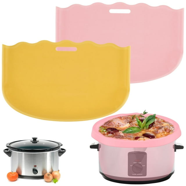 2Pcs Silicone Slow Cooker Liners Reusable Silicone Slow Cooker Accessory Leak-Proof Safe Fits Most 6-8 Quart Oval or Pots
