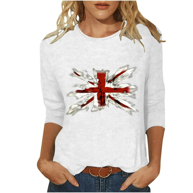 Blouses pour Femmes Blouses à Manches 3/4 pour Femmes Chemise Imprimée Vintage Décontractée à Manches 3/4 Col Rond Blouse Tunique Boho