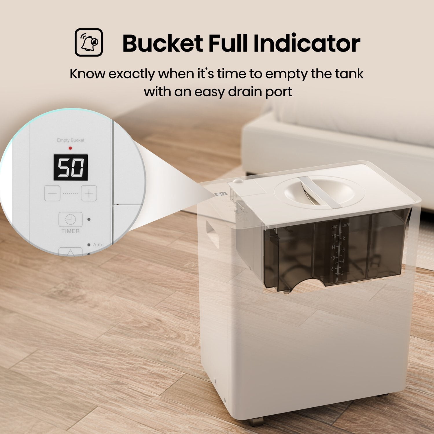 Hisense 50 Pint Lift-Up Dehumidifier with Pump in White - Built-In Pump, ALDH50KP26