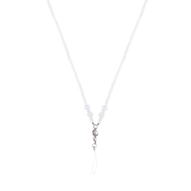 Pearl Long Neck Strap Lanyard Necklace For Cell Phone ID PSP MP3 Keys (Random Bottom Beads Color)