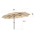 thumbnail image 6 of 15Ft Twin Patio Market Umbrella, Foldable Deck Patio Table Umbrella w/Crank, Durable Polyester Double-Sided Rain Shelter, Rectangular Sunscreen Beach Sun Shade Tent for Garden, Lawn, Backyard, S8642, 6 of 8