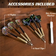 Bellevue Wood Dartboard Cabinet with 18-inch Bristle Dartboard and Steel Tip Dart Set Perfect for Cricket by Barrington Billiards
