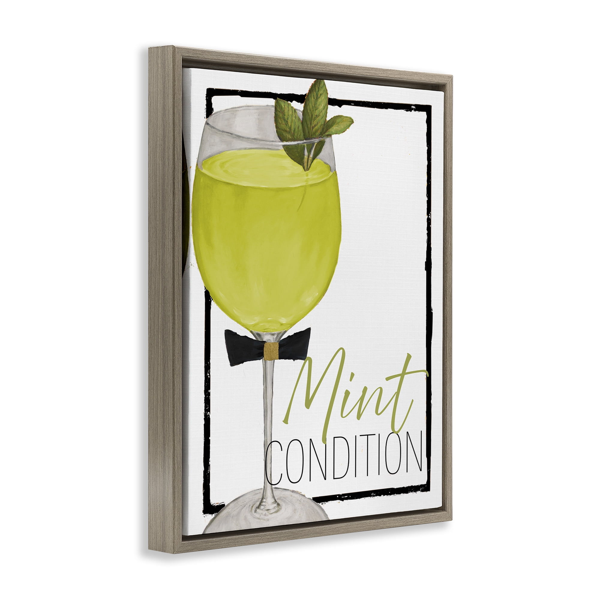 Stupell Industries Mint Condition Cocktail Brown Framed Floater Canvas Wall Art, design by Lorenzo Collective