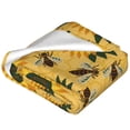 thumbnail image 2 of Bixox Fleece Blanket Bees and Sunflowers Pattern Super Soft Double-Sided Microfiber Flannel Blanket for Sofa, Bed, Couch, Suitable for All Seasons - 50"x40", 2 of 5