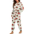 thumbnail image 2 of SCRAWLGOD Christmas Cardinal Snowflake Holly Spot Women's 2Pcs Pajama Sets, Long Sleeve Sleepwear with Drawstring Pants, Casual Pajamas for Women Set, Lightweight Pjs Set with Pockets, M, 2 of 7