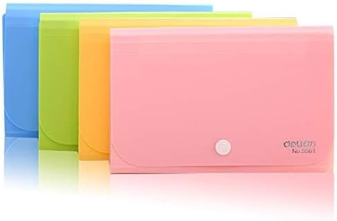 Expanding File Folder, Subdivision Accordion Folder Mini Organizer PP Wallet for Cards,Coupons,Receipt,Tax Item or Changes,7x4.5 Inches,12 Pockets with Tabs and Check Case(Set 4)