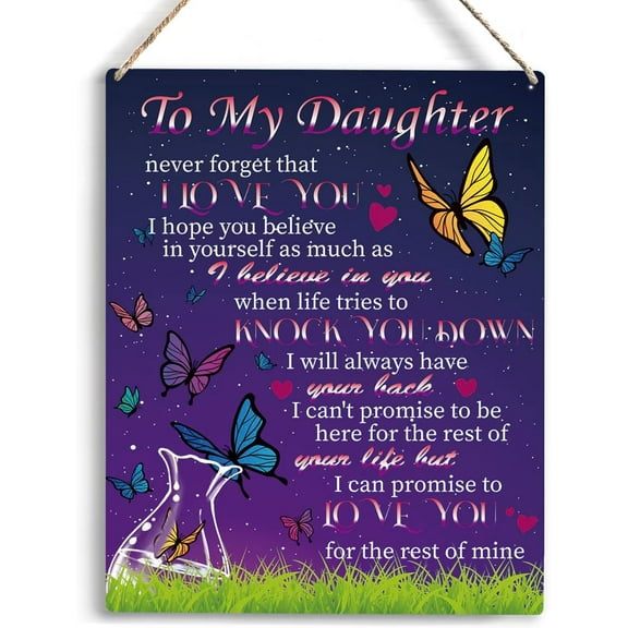 Inspirational Daughter Gift from Mom Dad To My Daughter Wooden Hanging Sign Daughter Gifts Christmas Birthday Anniversary Wedding Gifts for Daughter Living Room Front Door Decorations 8x10 Inch