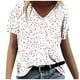 thumbnail image 1 of Tops Cortos para las Mujeres Día de la Independencia Patriótica Impreso Cuello en V, Camiseta Casual de Manga Corta para Diario, Hogar Y Cómodo, 1 of 4