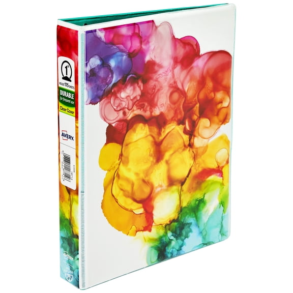 Avery Amy Tangerine Mini Binder, 1 inch, Rainbow Inkblot (18714)