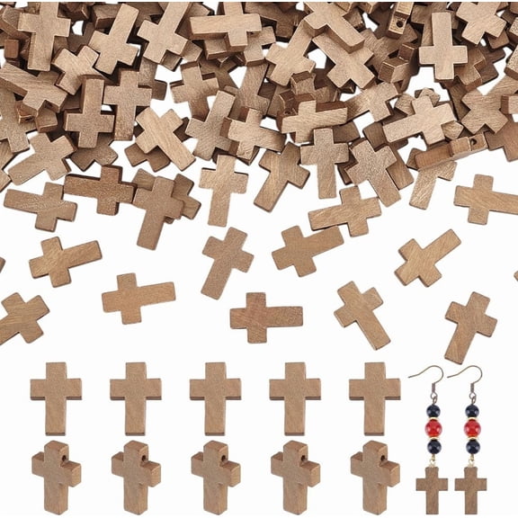 1set 200pcs Wooden Pendants Cross Camel 21~22x14~15x4~5mm Hole: 1.8mm