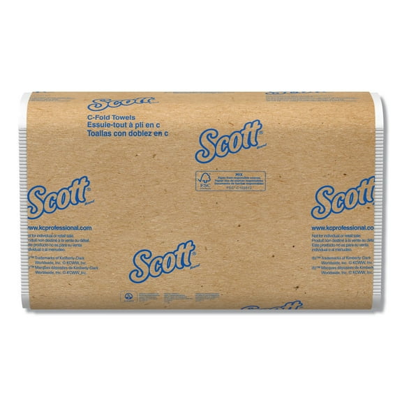 Scott C-Fold Paper Towels, Convenience Pack, 10 1/8 x 13 3/20, White, 200/Pack