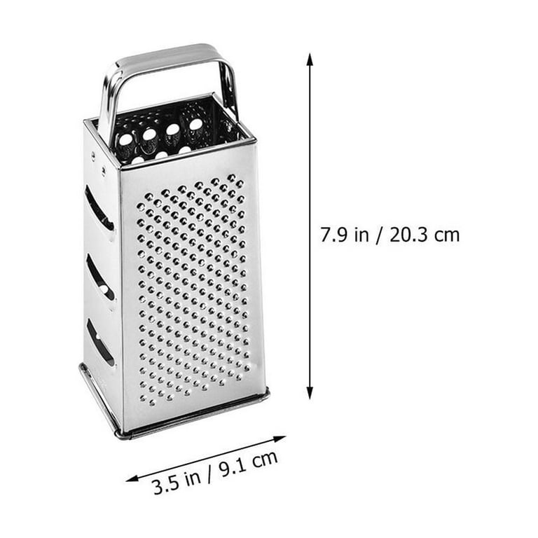4-Sided Stainless Steel Box Grater - Handheld Veggie Shredder, Cheese Grater & Slicer | Multi-Kitchen Tool