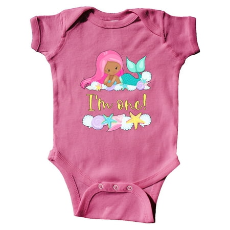 

Inktastic I m 1 Mermaid with Pink Hair and Shells Gift Baby Boy or Baby Girl Bodysuit