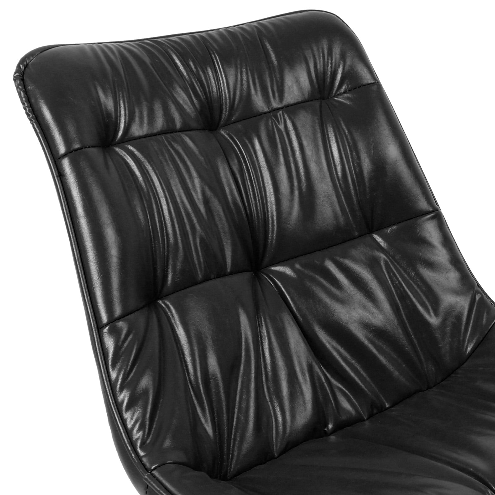 Set of 2 Black Faux Leather Dining Chairs, Ergonomic Backrest with Thick Foam Cushion, Sturdy Metal Legs & FSC Frame, Waterproof Easy-Clean PU Leather, 300 lbs Capacity