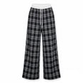 thumbnail image 7 of Iyufng Plus Size Women Checkered Wide Leg Pants Summer Elastic Waistband Casual Trousers, 7 of 7