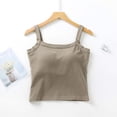 thumbnail image 5 of Tank Tops with Built in Bras, Square Neck Tank Top, Sleeveless Ribbed Backless Cute Camisole Tops Workout Gym Yoga Undershirts Khaki, Size M, 5 of 5