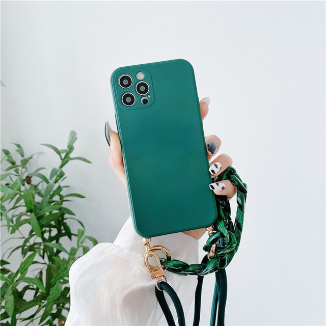 Funda de lujo con cordón para collar y pulsera de ámbar y mármol para iPhone 14 11 12 13 Pro Max X XS XR 6 7 8 Plus SE Mini funda de silicona suave Tan Jianjun unisex