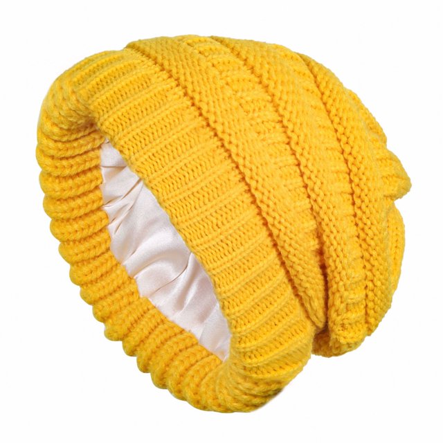 Gorro de punto con forro de satén microelástico, resistente al viento y cálido de estilo americano