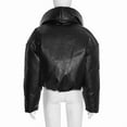 thumbnail image 4 of Faux Leather Puffer Jacket (S, Black), 4 of 6
