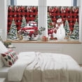 thumbnail image 5 of Red Plaid Christmas Sheer Curtains 45 Inches Long, Snowman Xmas Truck Balls Tree Light Filtering Window Curtains for Living Room/Bedroom, Rod Pocket Voile Sheer Curtain Drapes, 52"W x 45"L, 2 Panels, 5 of 9