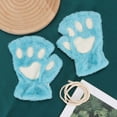 thumbnail image 4 of Eoperou 1 Pair Women Gloves Fluffy Half Finger Gifts Thickened Fingerless Keep Warm Comfortable Cartoon Bear Cat Paw Girls Plush Gloves for Outdoor, 4 of 8
