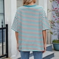 thumbnail image 4 of Striped Color Block Oversized Short Sleeve T Shirt for Women Casual Summer Tee Top Loose Fit Athletic Tops for Women Summer Tee Shirts for Women Short Pack Plain Casual T Shirts for Women Shirt, 4 of 5