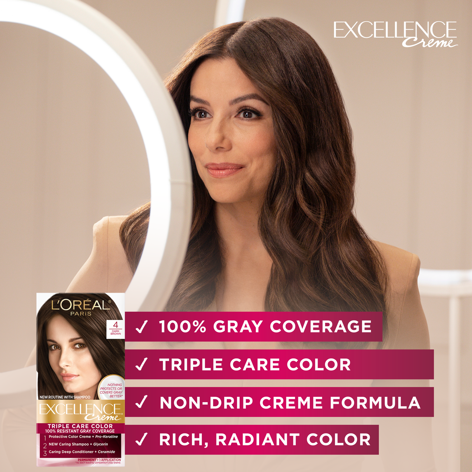 L'Oreal Paris Excellence Creme Permanent Hair Color, 4RM Dark Mahogany Red - image 3 of 10