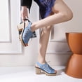 thumbnail image 6 of Clearance VerPetridure Women's Denim And Artificial Leather Microfiber High Heel Sandals Summer Casual Shoes Size 35-43, 6 of 8