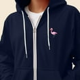 thumbnail image 5 of Dalix Flamingo Embroidered Zip Hoodie Fleece Long Sleeve Pocket Warm Soft Mens in Navy Blue XL X-Large, 5 of 5