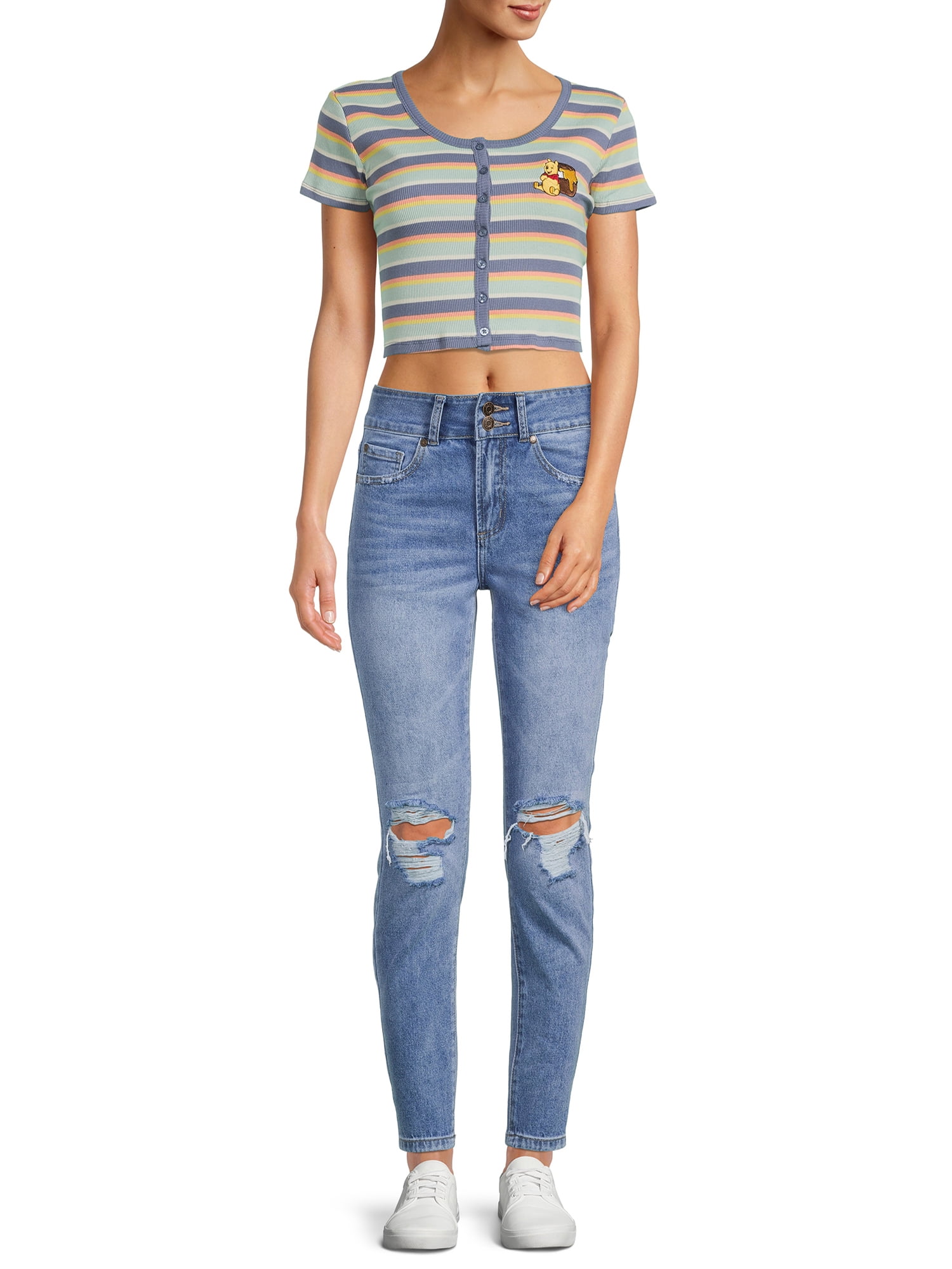Winnie the Pooh Junior's Cropped Graphic Cardigan with Cap Sleeves, Lightweight