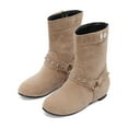 thumbnail image 5 of Heisall Womens Boots Mid-Calf Suede Round Toe Wedge Heel Buckle Casual Edgy Stylish Ankle Boots, 5 of 6