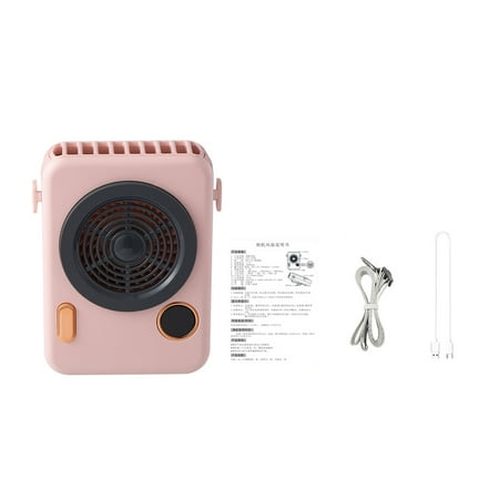 

1111fourone Neck Hanging Fan LED Digital Electric Rechargeable Fan Adjustable Portable Camera Shape Cooler Pink