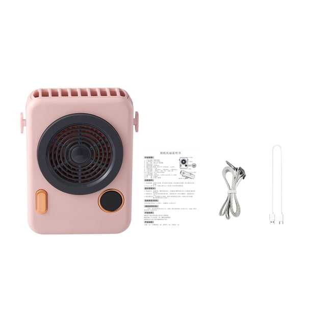 Ventilador para colgar en el cuello Ventilador recargable eléctrico digital LED Enfriador de forma de cámara portátil ajustable, Rosa Advancent HA004178-02B