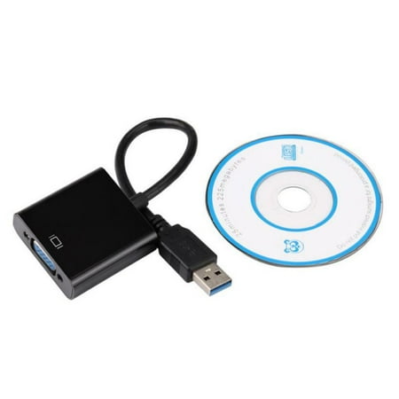 USB to VGA Adapter, USB 3.0/2.0 to VGA Adapter Multi-Display Video Converter- PC Laptop Windows 7/8/8.1/10,Desktop, Laptop, PC, Monitor, Projector, HDTV, Chromebook. No Need CD Driver. (Black)