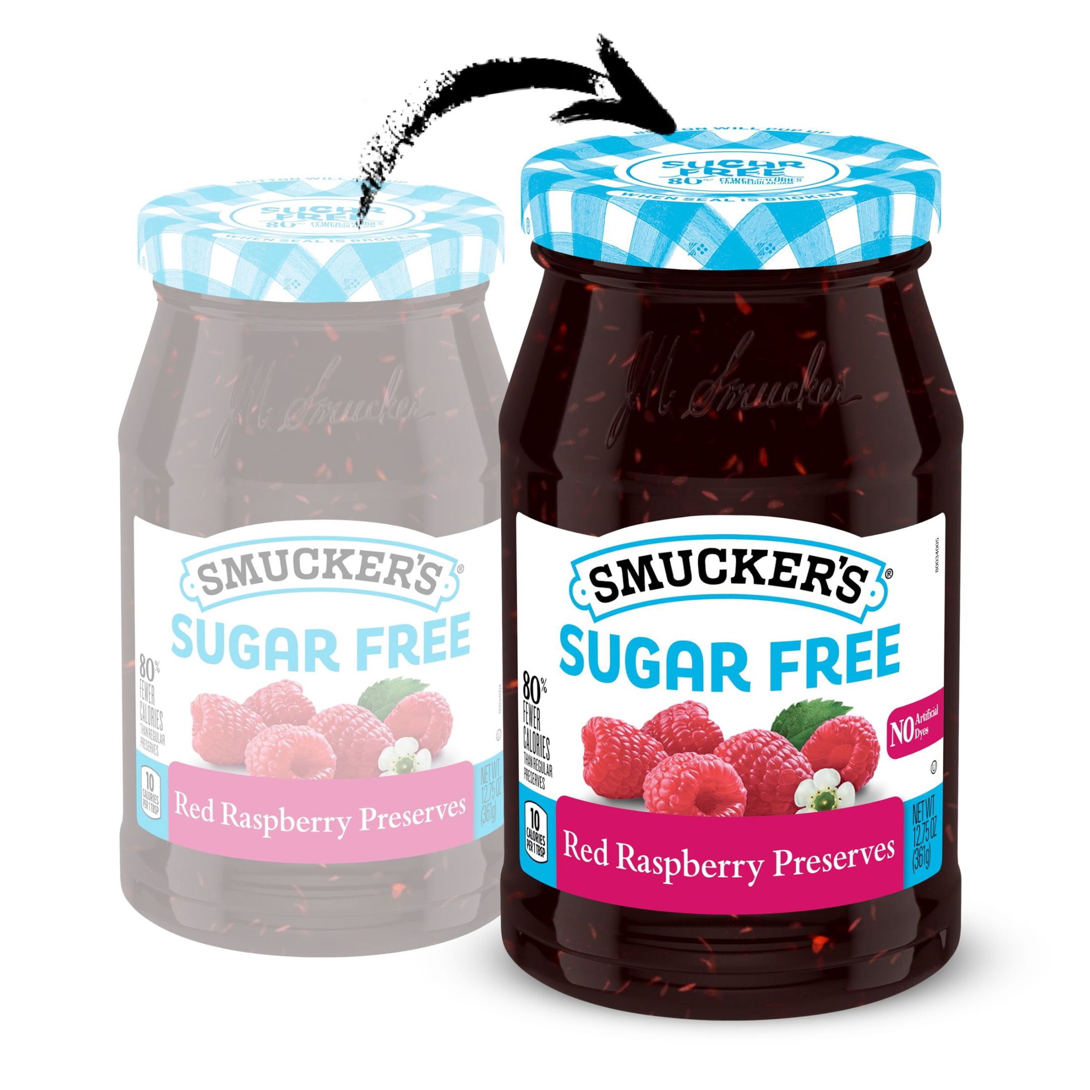 (8 pack) Smucker’s Sugar Free Red Raspberry Preserves, 12.75 oz Jar