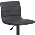 thumbnail image 3 of 2 Pk. Contemporary Gray Vinyl Adjustable Height Barstool with Horizontal Stitch Back and Chrome Base, 3 of 9
