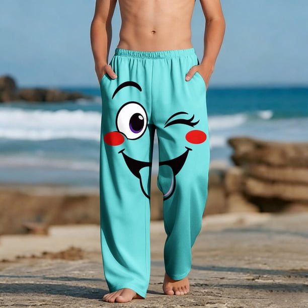 Pantalones largos para niños y niñas, de moda, estampados, casuales, de playa, con bolsillos.