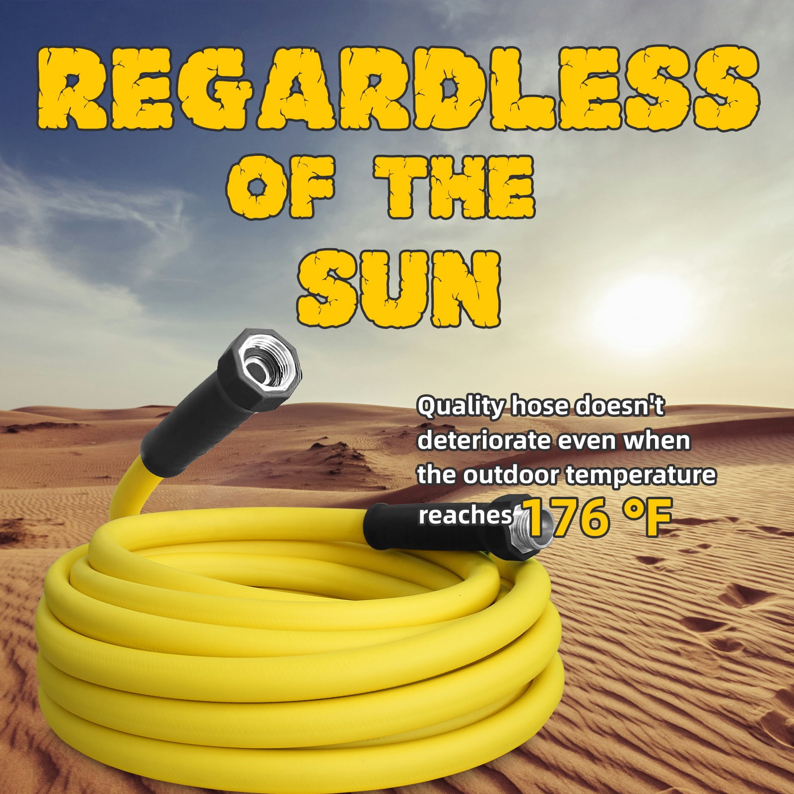 5/8”Inner RV Water Hose 15FT Drinking Fresh Potable Water Safe Hose for Camper/Garden/Boat/Farm/Home, No Kinking, Flexible, Wear-resistant, 150PSI Work Pressure, Yellow