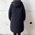 thumbnail image 4 of Stichou Women's Diamond Quilted Jacket Zipper Up Hooded Long Lightweight Padding Down Coat with Pockets Navy One Size, 4 of 4