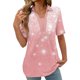 thumbnail image 2 of Tops Cortos para las Mujeres Blusas Impresas Manga Corta Turndown Collar Camiseta, Tops de Blusa para las Mujeres Casual, 2 of 4
